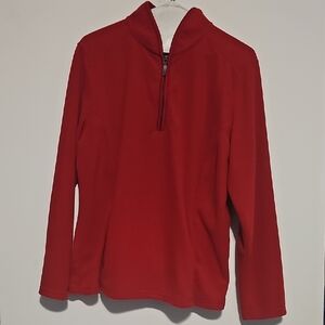 Laura Scott Red Quarter-Zip Pullover Sz M POLYESTER NC STATE GEORGIA